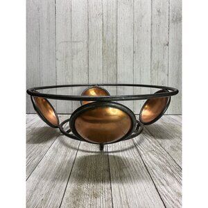 Vtg Ambrosia MCM Metal Wire & Brass Copper Basket Fruit Bowl Decor 1995 11" DIA